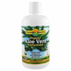 Сок алоэ вера неприправленный, Organic Aloe Vera, Dynamic Health Laboratories, без вкуса, 946 мл - фото