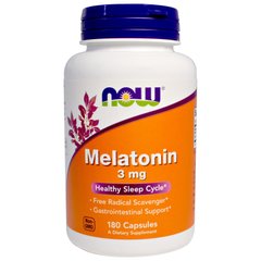 Мелатонин, Melatonin, Now Foods, 3 мг, 180 капсул - фото