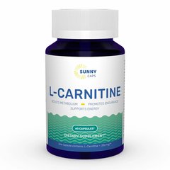 L-карнитин, L-carnitine Powerful, Sunny Caps, 250 мг, 60 капсул - фото