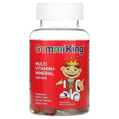 Мультивитамины и минералы для детей, вкус винограда, лимона, апельсина, клубники и вишни, Multi Vitamin + Mineral For Kids, GummiKing, 60 жевательных конфет - фото