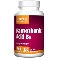 Пантотеновая кислота, Pantothenic Acid B5, Jarrow Formulas, 500 мг, 100 капсул - фото