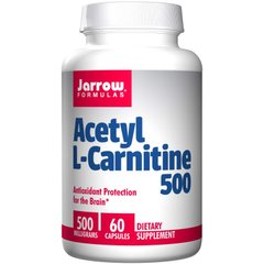Ацетил карнитин, Acetyl L-Carnitine, Jarrow Formulas, 500 мг, 60 капсул - фото