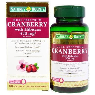Клюква, гибискус, Cranberry Hibiscus, Nature's Bounty, 60 капсул - фото