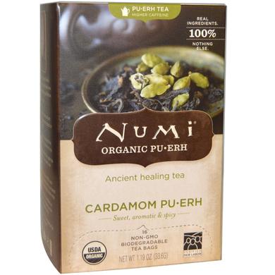 Органический чёрный чай Пуэр с кардамоном, 16 пакетиков - фото