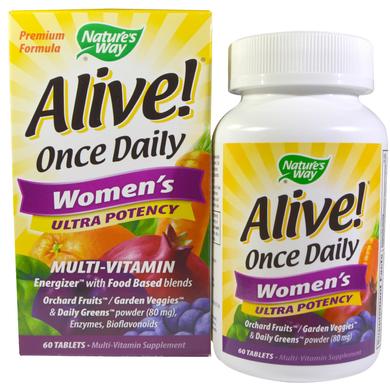 Вітаміни для жінок, Alive!, Women's Multi-Vitamin, Nature's Way, 60 таблеток - фото
