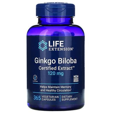 Гінкго Білоба, Ginkgo Biloba, Life Extension, сертифікований екстракт, 120 мг, 365 капсул - фото