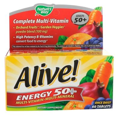 Вітаміни після 50, Energy 50+, Multivitamin-Multimineral, Nature's Way, Alive! 60 таблеток - фото