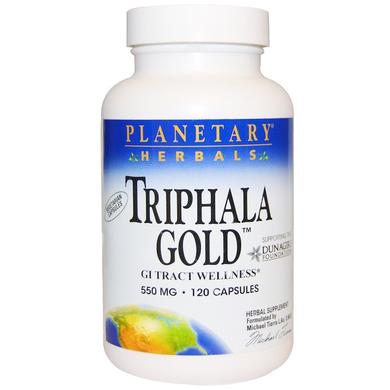 Трифала (Triphala Gold), Planetary Herbals, золотистая, 550 мг, 120 капсул - фото