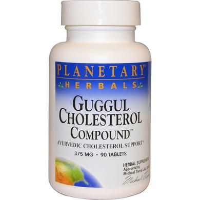 Трифала і Гуггул (Guggul Cholesterol), Planetary Herbals, 375 мг, 90 таблеток - фото