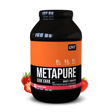 Протеїн, Metapure ZC Isolate, Qnt, смак полуниця, 908 г - фото