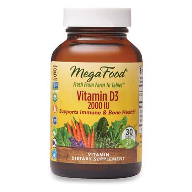 Вітамін D3, Vitamin D3, MegaFood, 2000 МО, 30 таблеток - фото