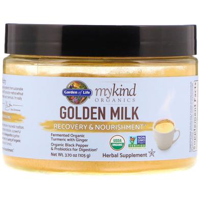 Золотое молоко смесь, MyKind Organics, Golden Milk, Recovery & Nourishment, Garden of Life, порошок 105 г - фото
