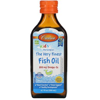 Рыбий жир для детей, Fish Oil, Carlson Labs, норвежский, апельсин, 200 мл - фото