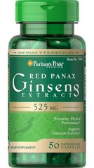 Экстракт Красного женьшеня Panax, Red Panax Ginseng Extract, Puritan's Pride, 525 мг, 50 капсул - фото