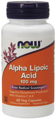 Альфа-липоевая кислота, Alpha Lipoic Acid, Now Foods, 100 мг, 60 капcул - фото