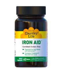 Country Life, Iron Aid, 15 мг, 60 таблеток (CLF-02657) - фото