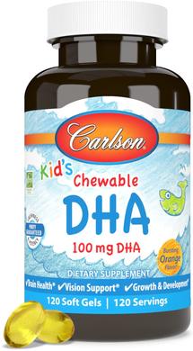 Риб'ячий жир для дітей, Kids Chewable DHA, Carlson Labs, апельсин, 120 капсул - фото