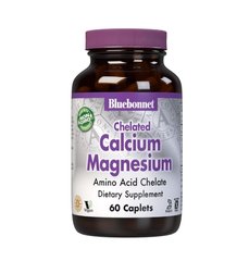 Хелатний Кальцій і Магній, Chelated Calcium Magnesium, Bluebonnet Nutrition, 60 таблеток - фото