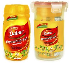 Диетическая добавка Чаванпраш, Chywanprash, Dabur, вкус манго, 500 г + контейнер - фото
