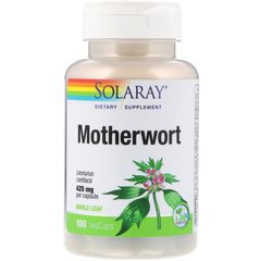 Пустирник, Motherwort, Solaray, 425 мг, 100 вегетаріанських капсул - фото