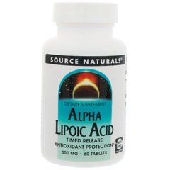 Альфа-липоевая кислота, Alpha Lipoic Acid, Source Naturals, 300 мг, 60 таблеток - фото