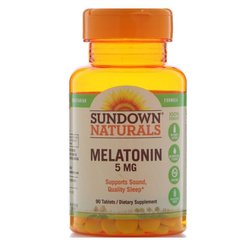 Мелатонин, Melatonin, Sundown Naturals, 5 мг, 90 таблеток - фото