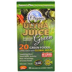 Суперфуд, Ultra Juice Green, Nature's Plus, органік, 90 двошарових таблеток - фото