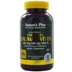 Жевательный кальций, Cal/Mag/Vit D3, Nature's Plus, 60 таблеток - фото