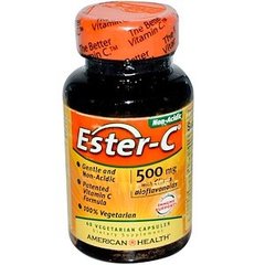 Вітамін С (аскорбат), Ester-C, American Health, 500 мг, 60 капсул - фото