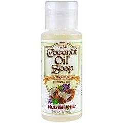 Мыло с кокосовым маслом, Coconut Oil Soap, NutriBiotic, лаванда-мята, органик, 59 мл - фото