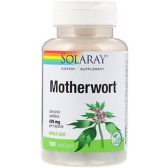 Пустырник, Motherwort, Solaray, 425 мг, 100 вегетарианских капсул - фото
