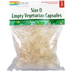 Пустые капсулы "0", Capsules Size 0, Solaray, 500 капсул - фото