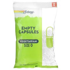 Пустые капсулы "0", Capsules Size 0, Solaray, 500 капсул - фото