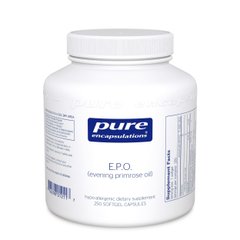 Масло примулы вечерней, E,P,O, (evening primrose oil), Pure Encapsulations, 250 капсул - фото