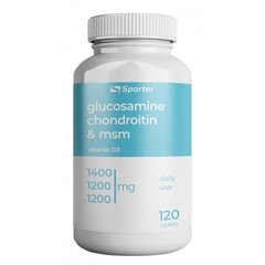 Комплекс для суглобів і зв'язок, Glucosamine & chondroitin + MSM + D3 (1400/1200/1200), Sporter, 120 таблеток - фото