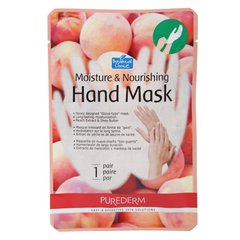 Маска-перчатки для рук увлажняющая и питательная на основе персика, Moisture & Nourishing Hand Mask, Puredem, 2 шт х 13 г - фото