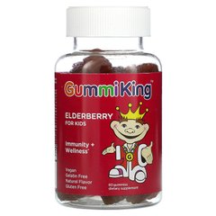 Бузина для детей, крепкий иммунитет, вкус малины, Elderberry for Kids, GummiKing, 60 жевательных конфет - фото