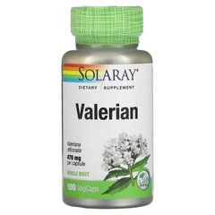 Валериана, Valerian, Solaray, 100 вегетарианских капсул - фото