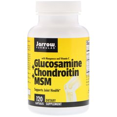 Глюкозамін і Хондроїтин метилсульфонілметан, Glucosamine + Chondroitin + MSM, Jarrow Formulas, 120 капсул - фото