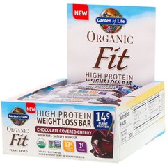 Батончики с растительным белком для похудения, Protein Bar, Garden of Life, вишня в шоколаде, органик, 12 шт. по 55 г - фото