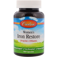 Железо для женщин, Women's Iron Restore, Carlson Labs, 180 капсул - фото