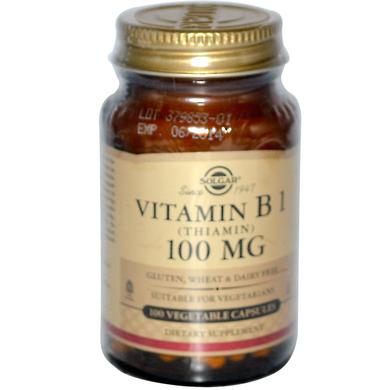Тиамин (Vitamin B1), Solgar, витамин В1, 100 мг, 100 капсул - фото