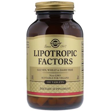 Ліпотропних фактор, Lipotropic Factors, Solgar, 100 таблеток - фото