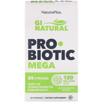 Пробиотики Мега, Probiotic Mega, Nature's Plus, 120 млрд КОЕ, 30 капсул - фото