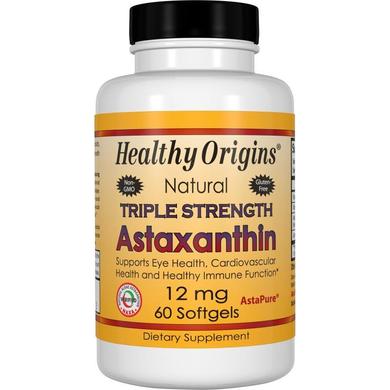 Астаксантин, Astaxanthin, Healthy Origins, 12 мг, 60 гелевых капсул - фото