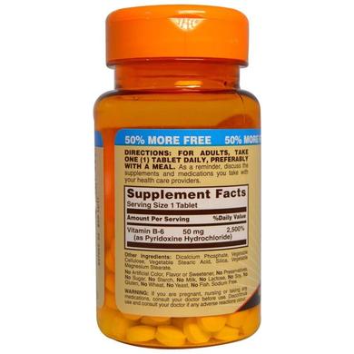 Витамин В6, Vitamin B6, Sundown Naturals, 50 мг, 150 таблеток - фото