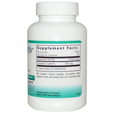 Ацетилцистеин, NAC, N-Acetyl-L-Cysteine, Nutricology, 120 таблеток - фото