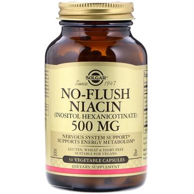 Ниацин (не вызывающий покраснений), No-Flush Niacin, Solgar, 500 мг, 50 капсул - фото