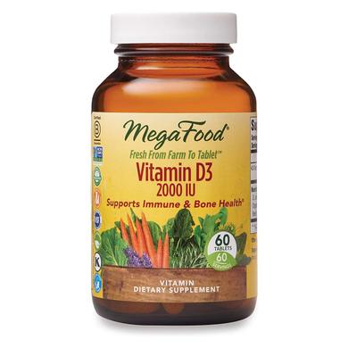 Вітамін D3, Vitamin D3, MegaFood, 2000 МО, 60 таблеток - фото