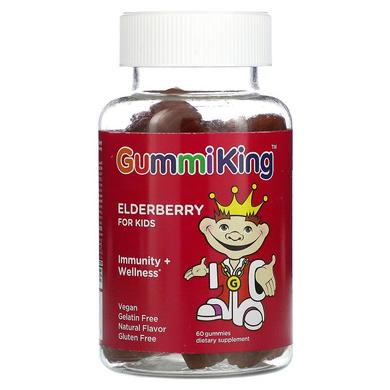 Бузина для дітей, міцний імунітет, смак малини, Elderberry for Kids, GummiKing, 60 жувальних цукерок - фото